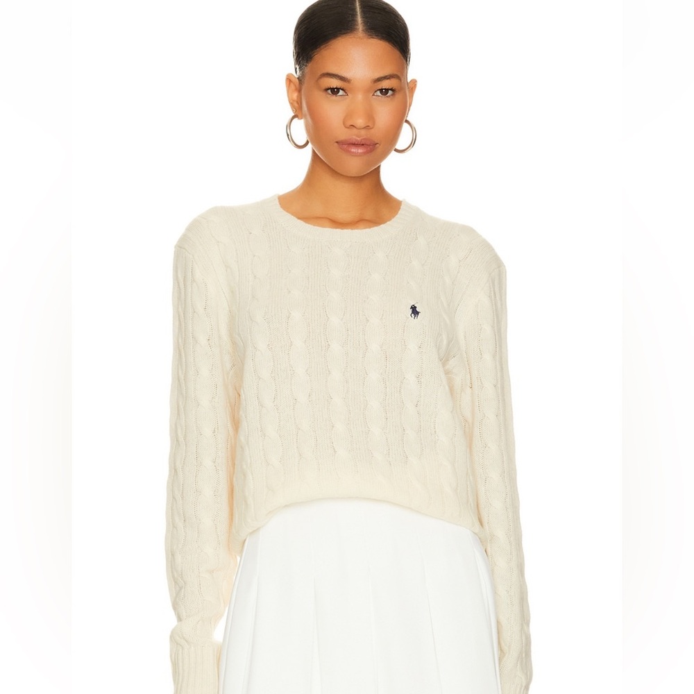 Polo Ralph Lauren Cable Knit Wool & Cashmere Sweater - XL, White/Cream